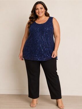New NWT Navy Sequin Sleeveless Blouse Plus Size 22w Evening Party Top